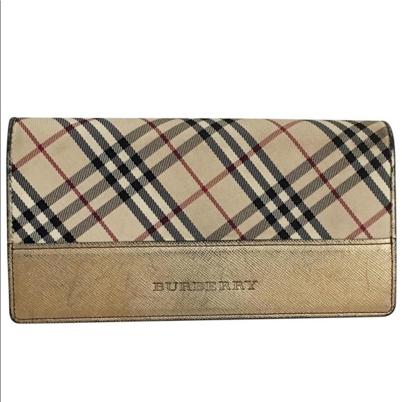 Burberry Handbags - Authentic BURBERRY gold long wallet